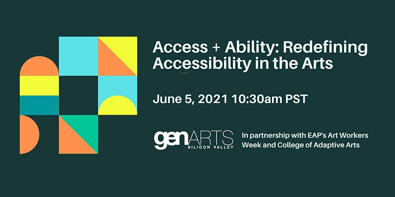 Grafische Infoblatt für die Veranstaltung mit Titel "Access and Ability Rededfining accessibility in the arts am 5. Juni